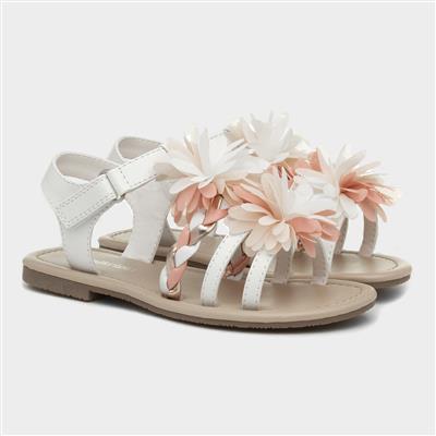 Girls White & Pink Floral Sandal