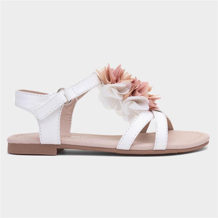 Laney Girls White Chiffon Flower Sandal