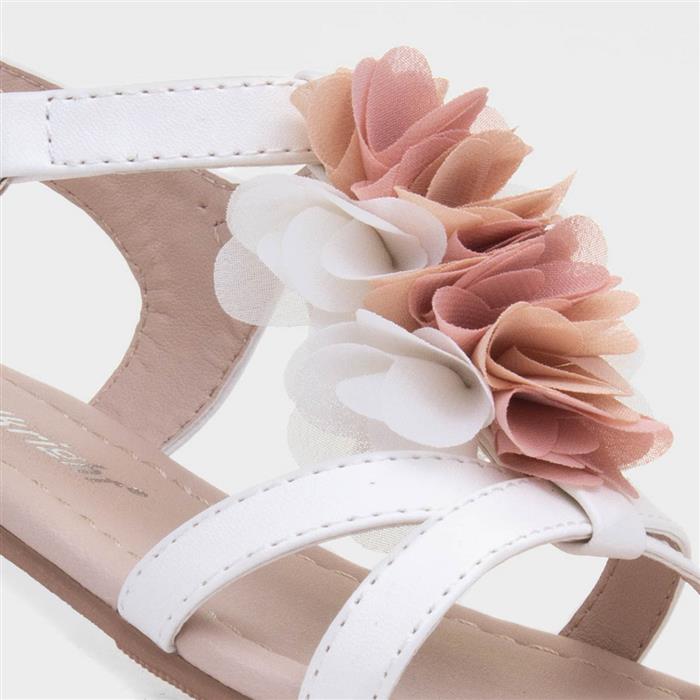 Laney Girls White Chiffon Flower Sandal