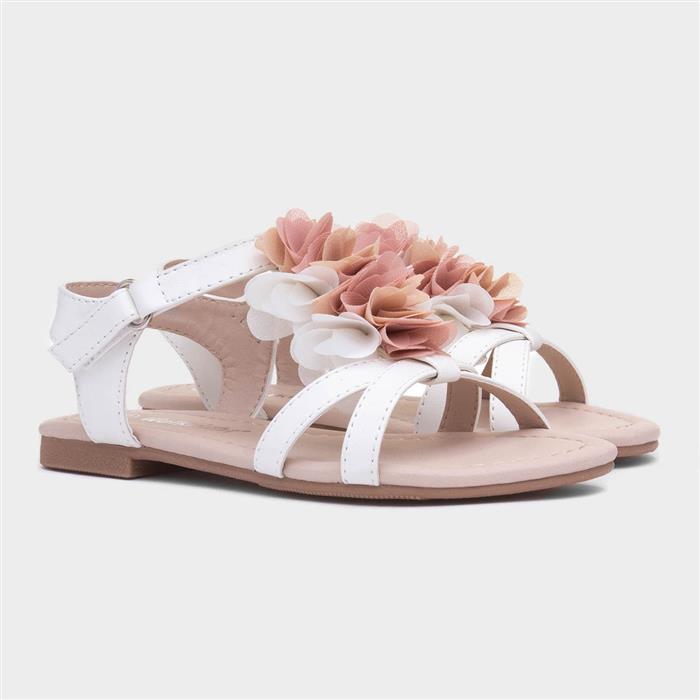 Laney Girls White Chiffon Flower Sandal