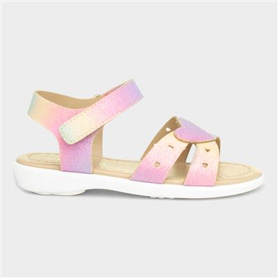 Girls Rainbow Glitter Sandal with Hearts