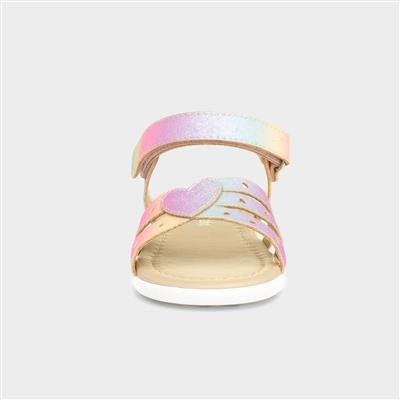Rainbow Girls Glitter Sandal with Hearts