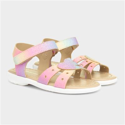 Rainbow Girls Glitter Sandal with Hearts