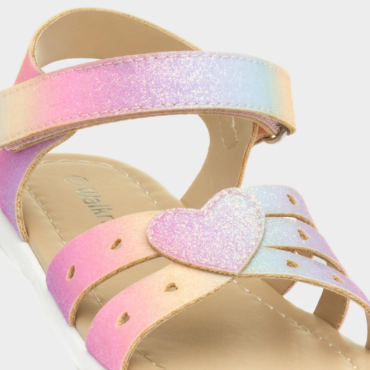 Walkright Rainbow Girls Glitter Sandal with Hearts-292062