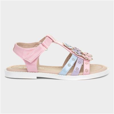 Girls Pastel Sandal with Flowers