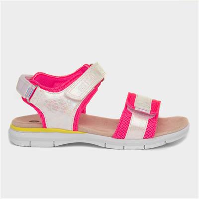 White & Pink Easy Fasten Sports Sandal