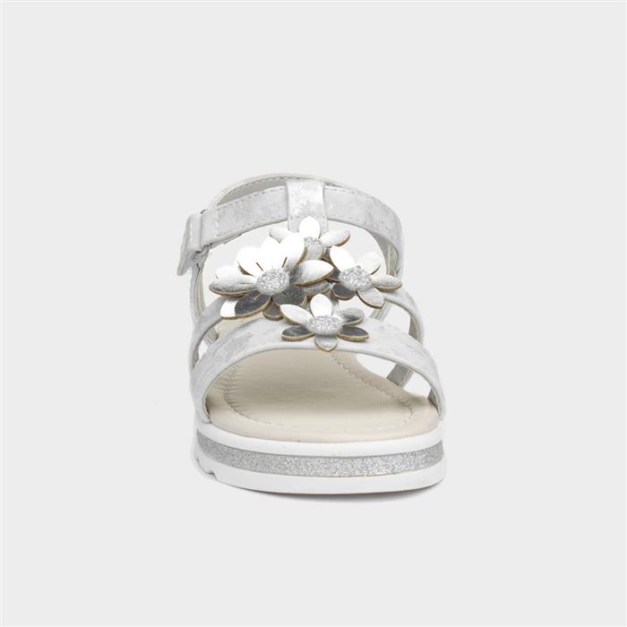 Girls Silver & Metallic Floral Sandals