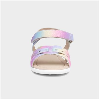 Girls Rainbow Glitter Heart Sandals