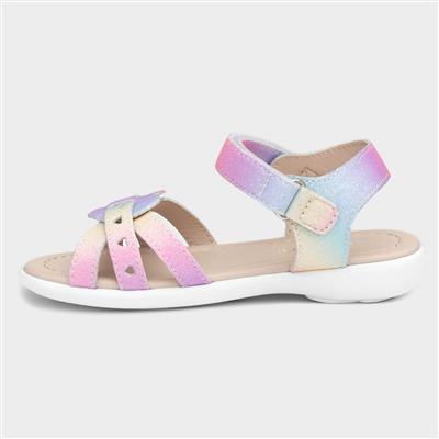 Girls Rainbow Glitter Heart Sandals