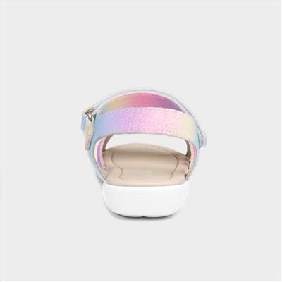 Girls Rainbow Glitter Heart Sandals