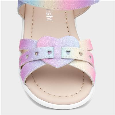 Girls Rainbow Glitter Heart Sandals