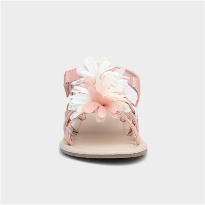 Girls Pink Chiffon Flower Sandals