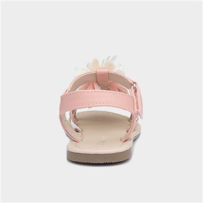 Girls Pink Chiffon Flower Sandals