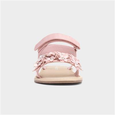 Faron Girls Pink Flower Diamante Sandal