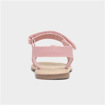 Faron Girls Pink Flower Diamante Sandal
