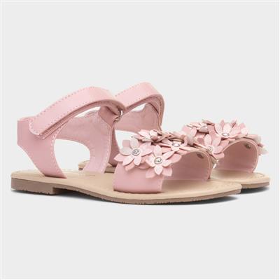 Faron Girls Pink Flower Diamante Sandal