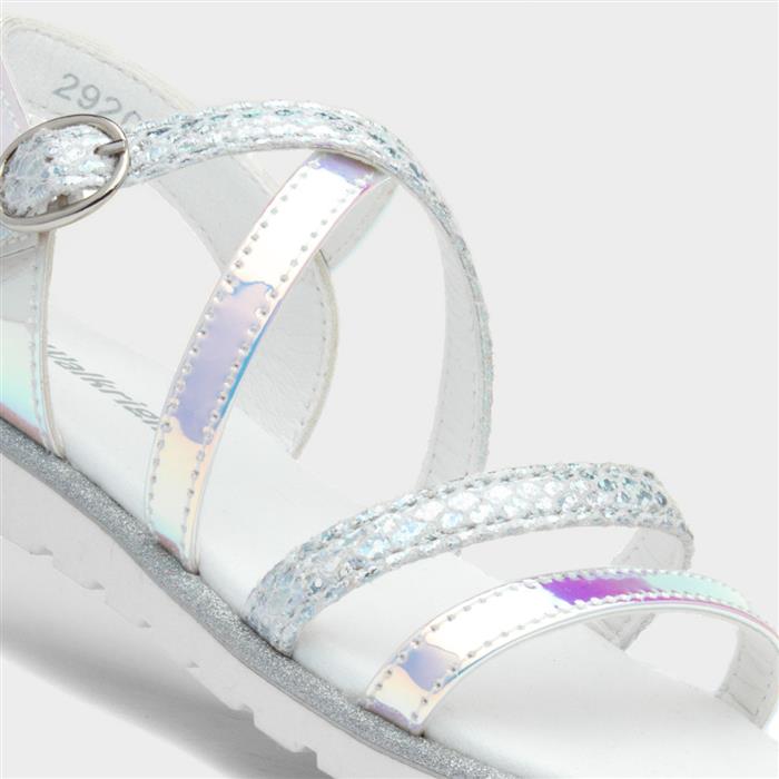 Walkright Girls Silver Iridescent Strappy Sandal