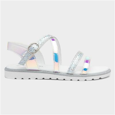 Girls Silver Iridescent Strappy Sandal