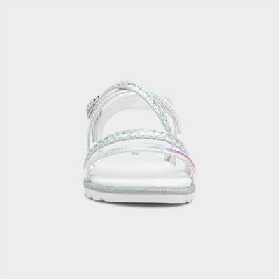 Girls Silver Iridescent Strappy Sandal
