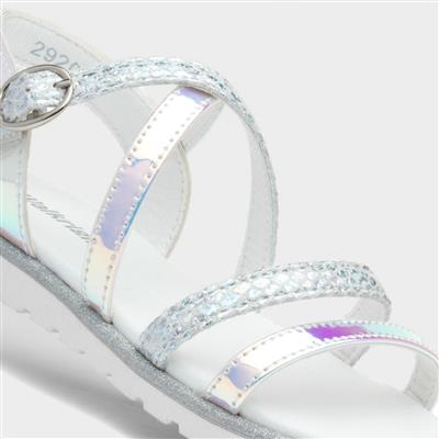 Girls Silver Iridescent Strappy Sandal