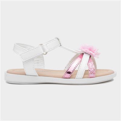 Girls White and Pink Shimmer Sandal