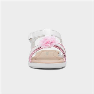 Girls White & Pink Shimmer Sandal