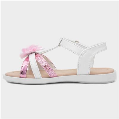 Girls White & Pink Shimmer Sandal