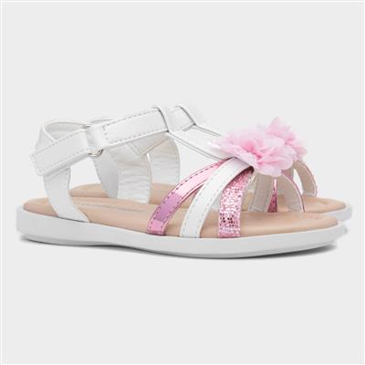 Girls White & Pink Shimmer Sandal