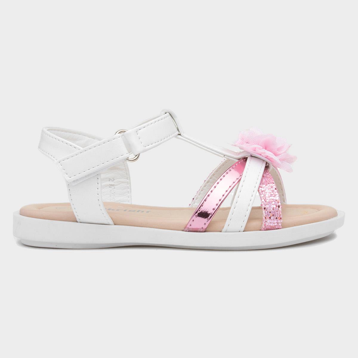 Girls White & Pink Shimmer Sandal