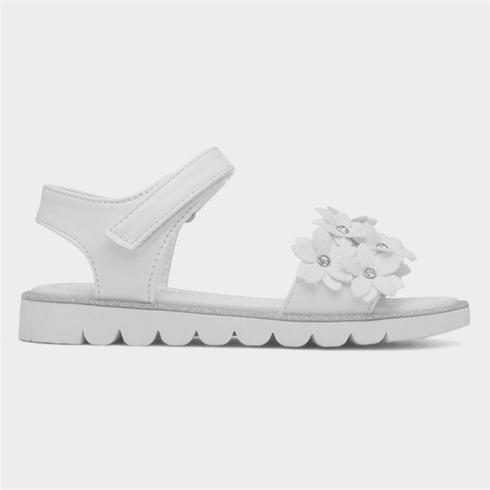 Florian Girls White Flower Flat Sandal