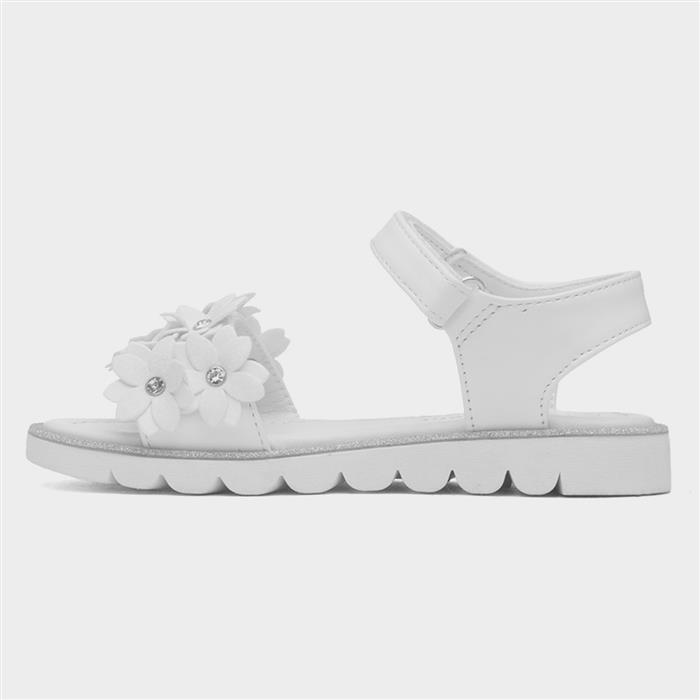 Florian Girls White Flower Flat Sandal