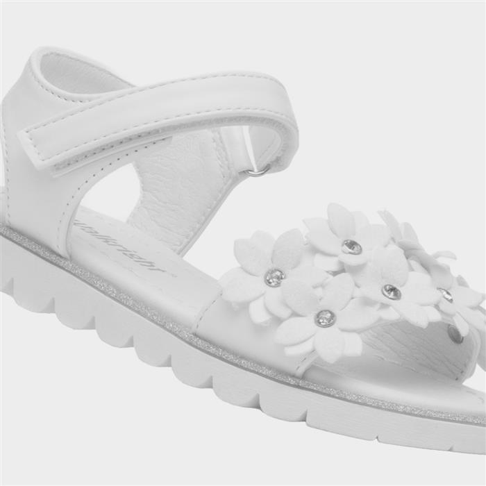 Florian Girls White Flower Flat Sandal