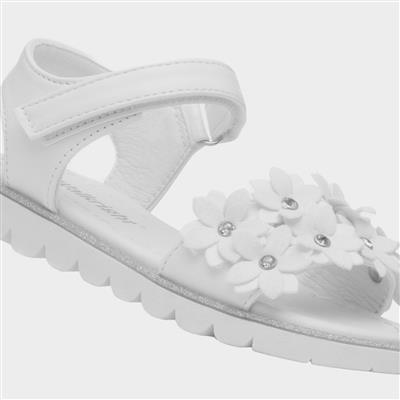 Florian Girls White Flower Sandal