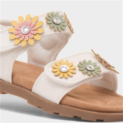 Heaton Girls White Easy Fasten Sandal