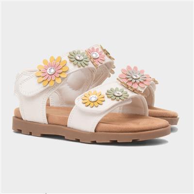Heaton Girls White Easy Fasten Sandal