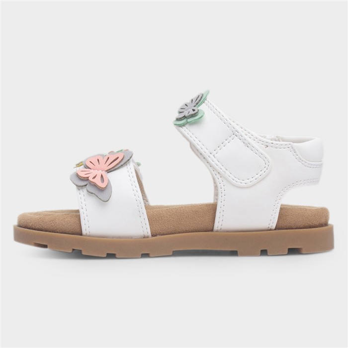 Mayfield Girls White Flower Flat Sandal
