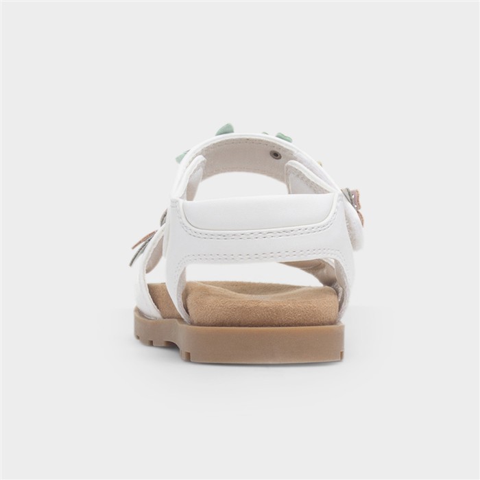 Mayfield Girls White Flower Flat Sandal