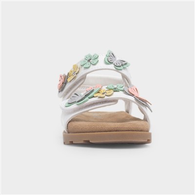Mayfield Girls White Flower Flat Sandal