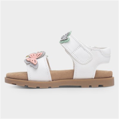 Mayfield Girls White Flower Flat Sandal