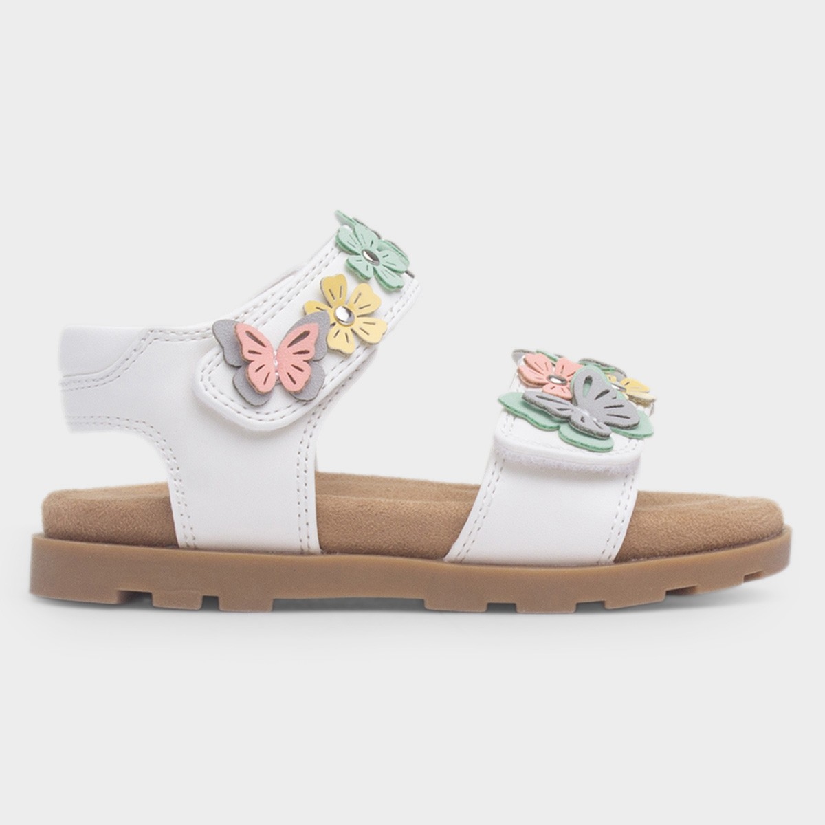 Mayfield Girls White Flower Flat Sandal