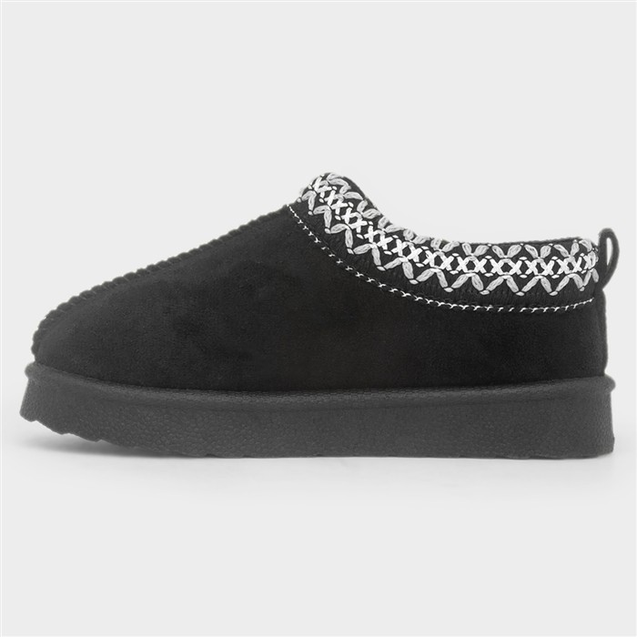 Claudia Girls Black Slip On Clog Shoes