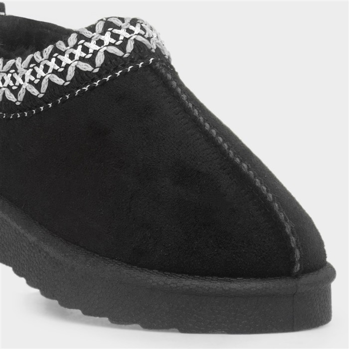 Claudia Girls Black Slip On Clog Shoes