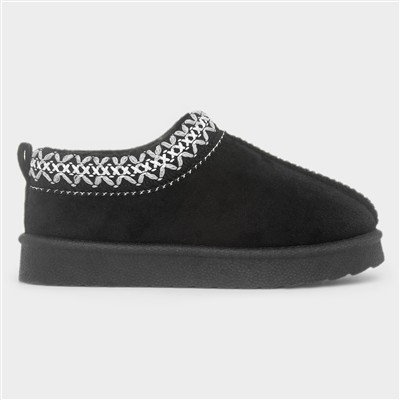 Claudia Girls Black Slip On Clog Shoes