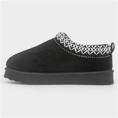 Claudia Girls Black Slip On Clog Shoes