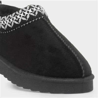 Claudia Girls Black Slip On Clog Shoes