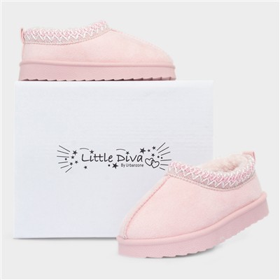 Claudia Girls Pink Slip On Clog Shoe