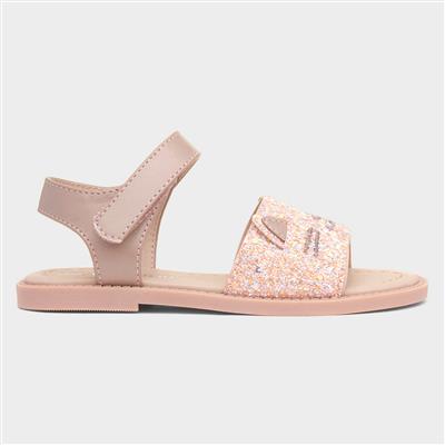 Cali Kids Pink Glitter Cat Face Sandal