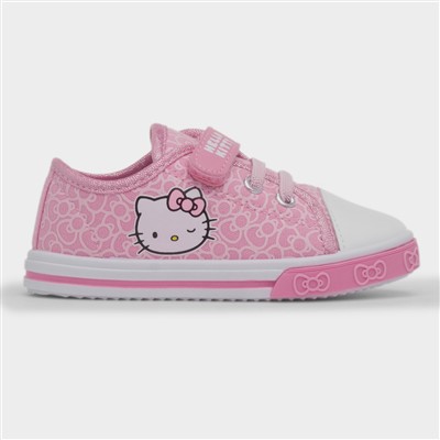 Kids Pink Easy Fasten Canvas Shoe