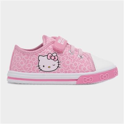 Kids Pink Easy Fasten Canvas Shoe