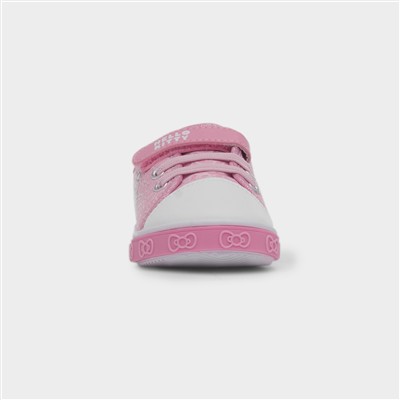 Kids Pink Easy Fasten Canvas Shoe
